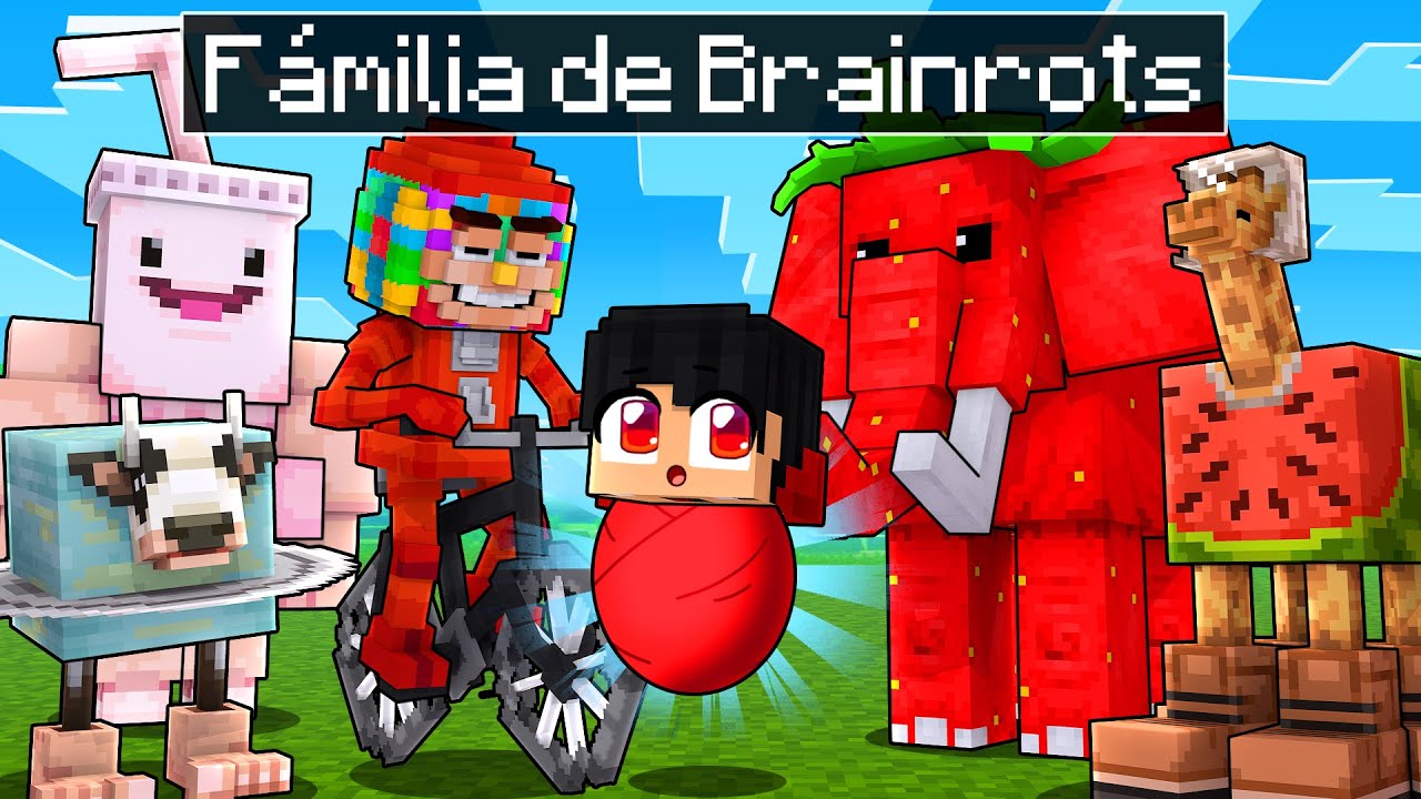 P3DRU tem uma FAM&Iacute;LIA DE BRAINROTS no Minecraft