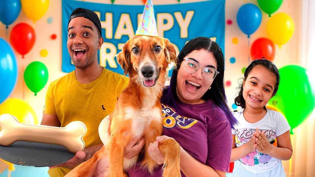 FIZEMOS UM ANIVERSARIO PRO NOSSO DOGUINHO *Vlog de Família