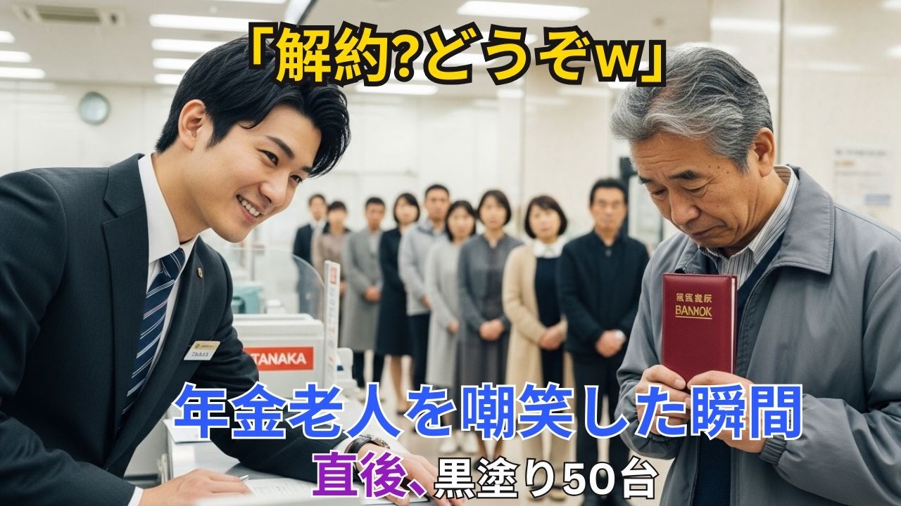 【スカッと】「解約？どうぞw」笑った銀行員。直後、50台の黒塗りが到着【シニア】