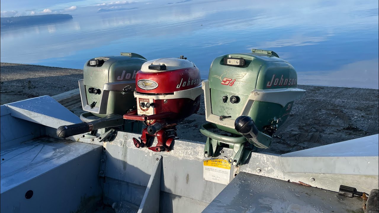Old Outboard triple power run Johnson 5.5 and Johnson 3hp
