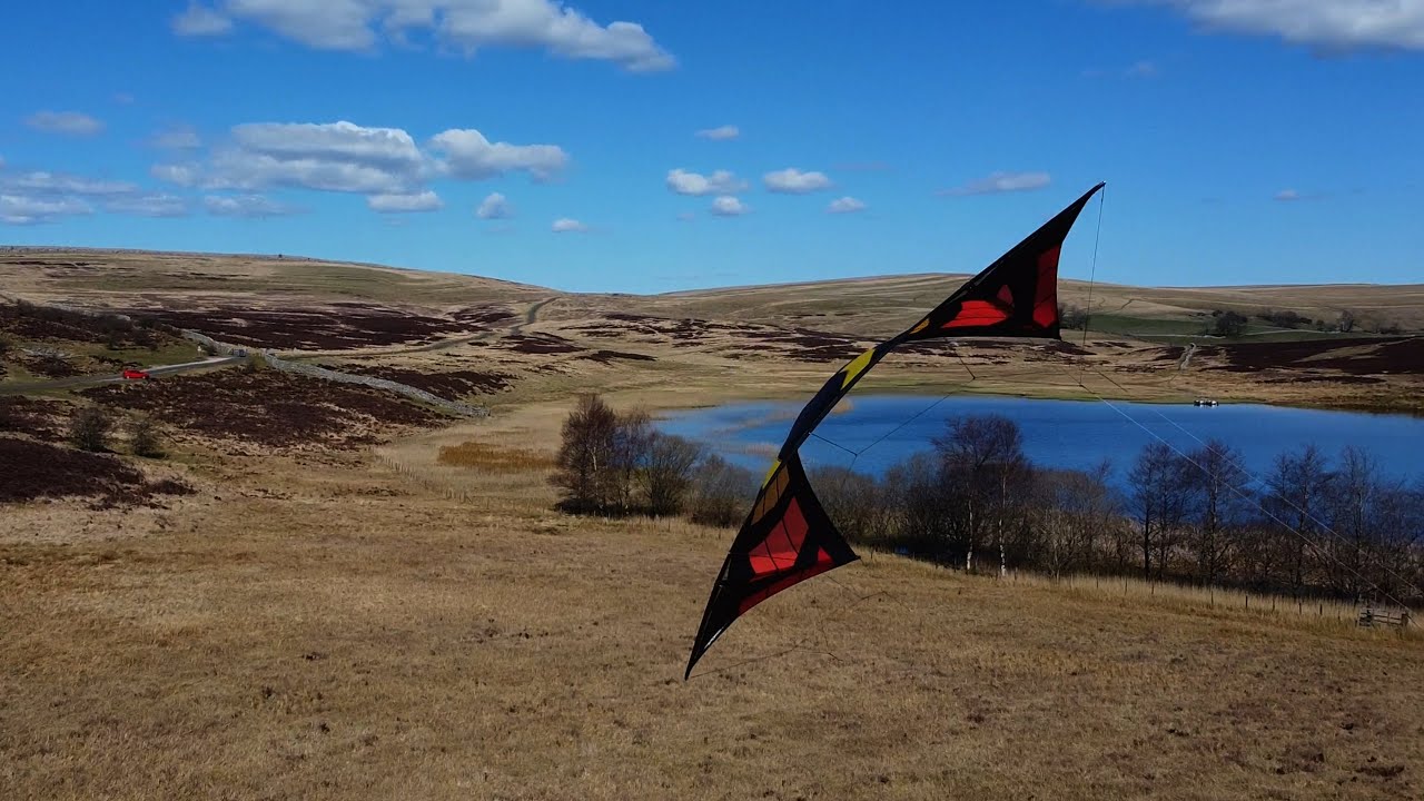 Flight at Sunbiggin Tarn, with a quadline sports kite.