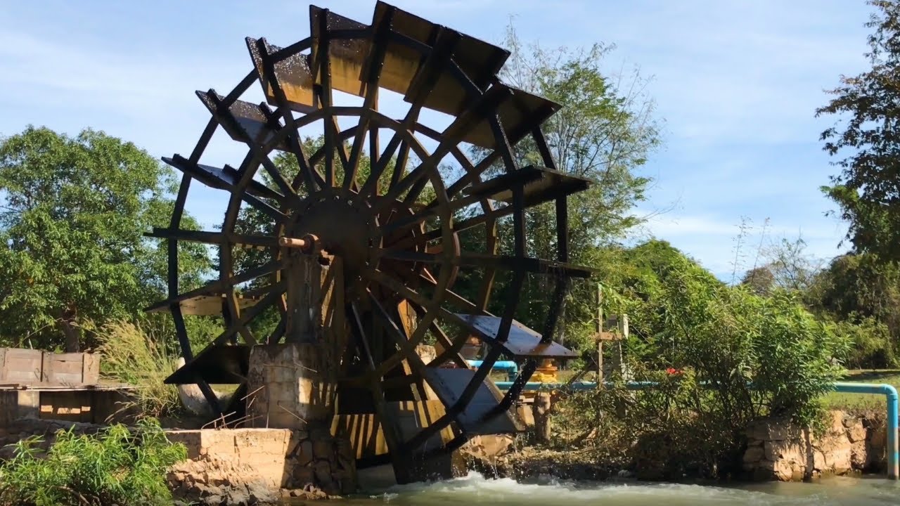 Water natural sound 02 - Wooden watermill sound - 4 Hours