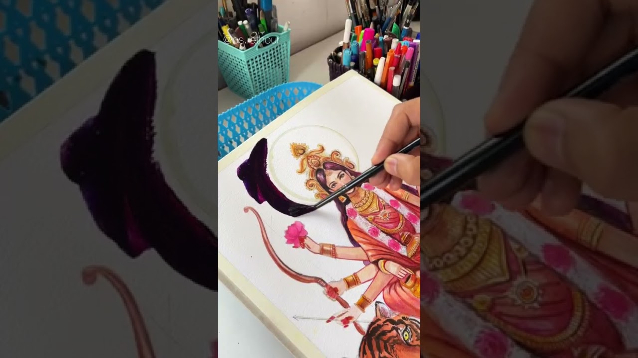 Maa Durga Watercolors Painting 🎨❤️🙏🏻