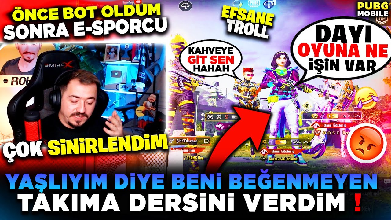YAŞLIYIM DİYE BENİ BEĞENMEYEN TAKIMA DERSİNİ VERDİM - PUBG MOBİLE TROLL