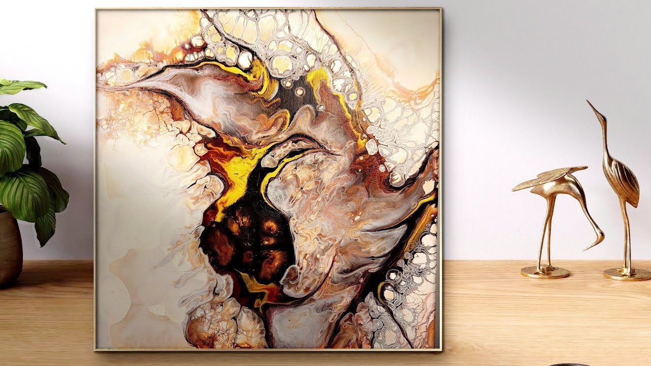 Fluidart puddle pour . met mooie cellen en warme kleuren 