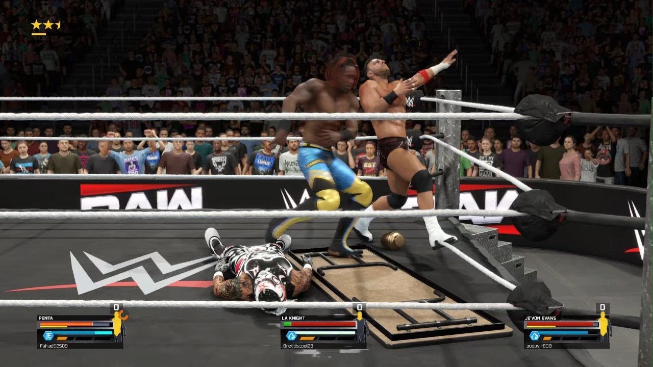 Insane 2 out of 3 falls triple threat match!