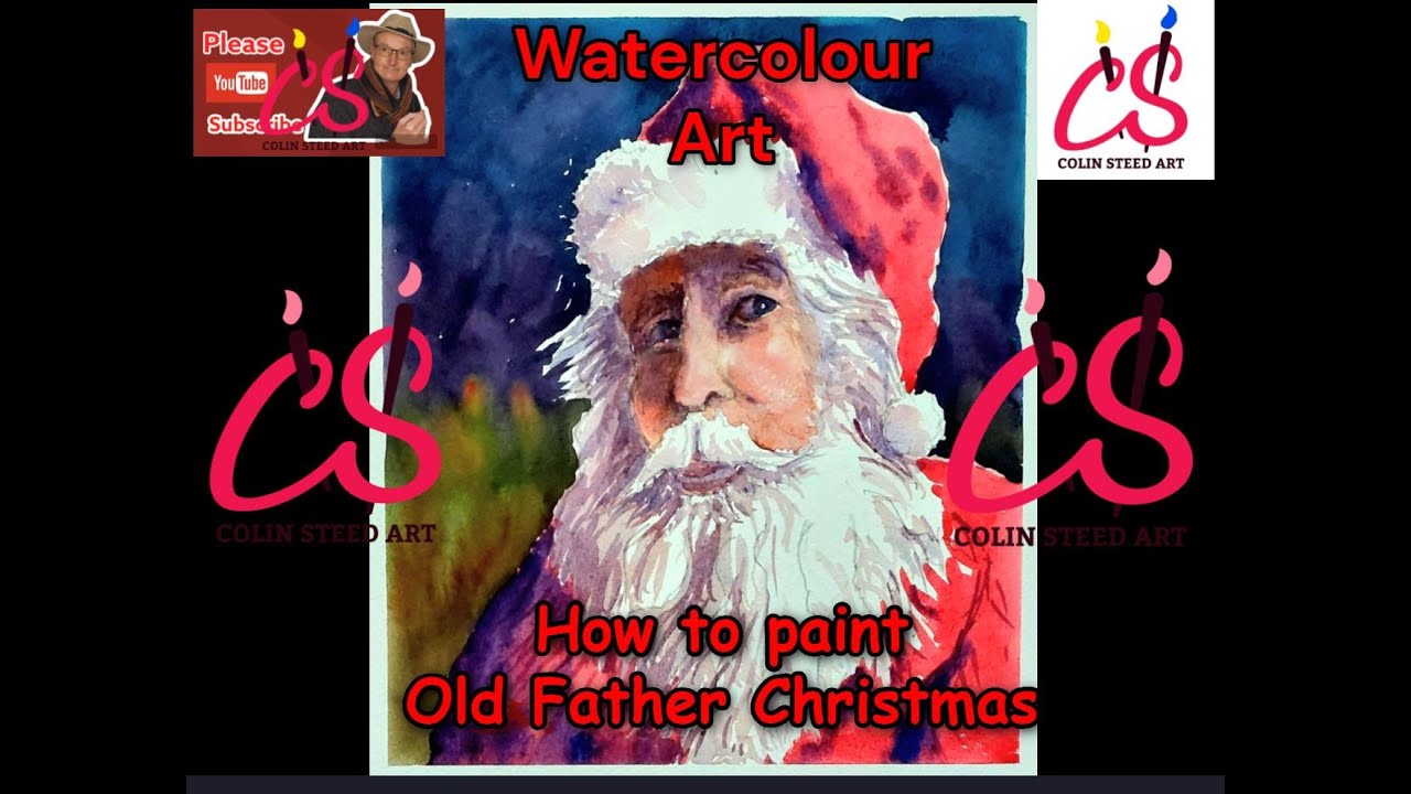 Colinsteedart. Акварельная живопись. Как нарисовать Санту.