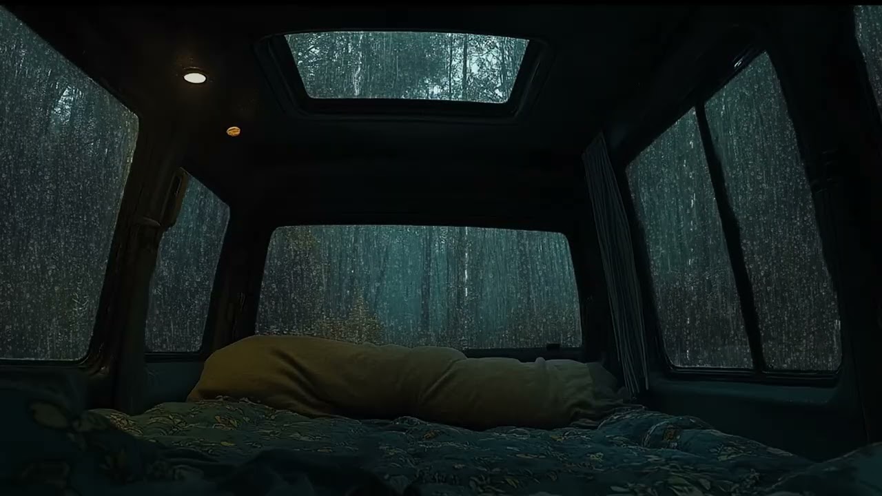 3 Hours⚡️Sleeping in a Camper Van with Gentle Forest Rain