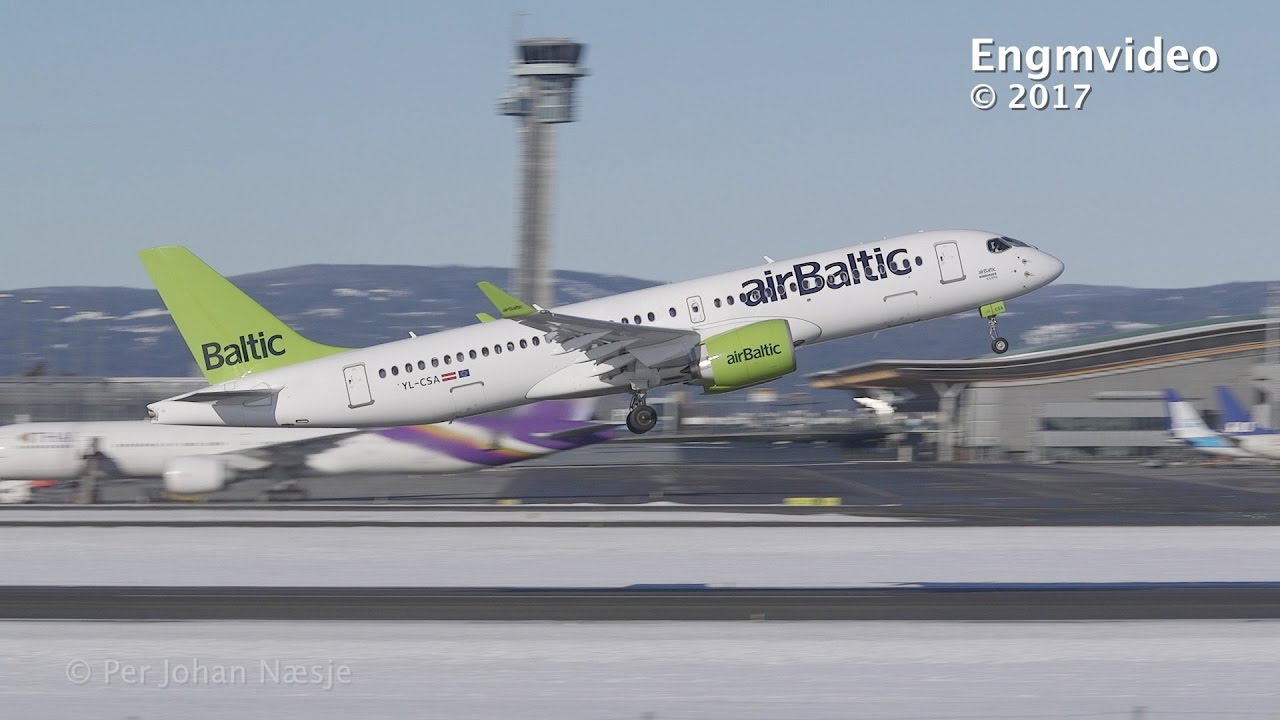 Air Baltic Bombardier CS300 first visit Oslo Airport Gardermoen Norway