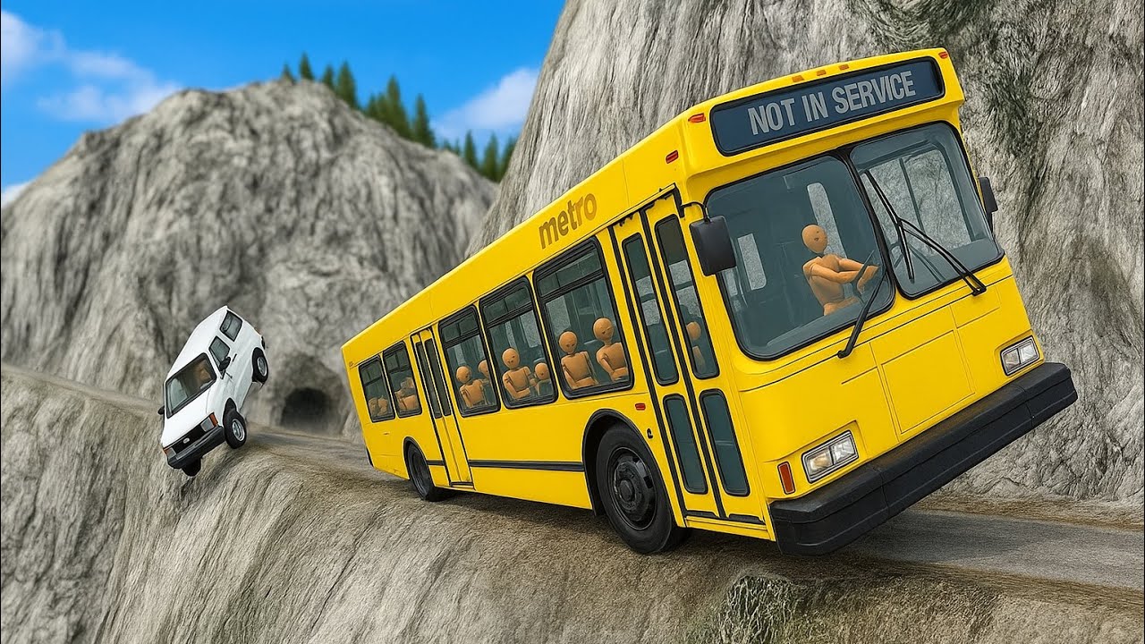 BeamNG.drive | Bus on Cliff of Death😱🔥 #163  - High-Risk Ride ❕