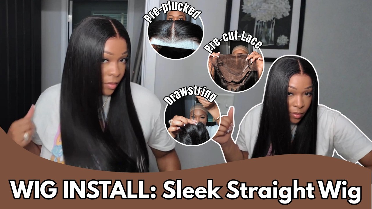 Салонная прическа у вас дома🙌Установка высококачественного черного прямого парика из натуральных ...