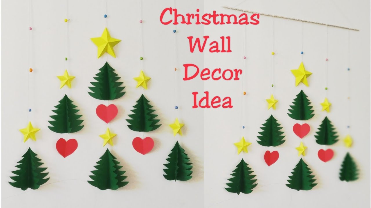 DIY Christmas Wall Decor Ideas/How to Make 3D Star & Christmas Tree Wall Hanging/DIY Wall Hanging