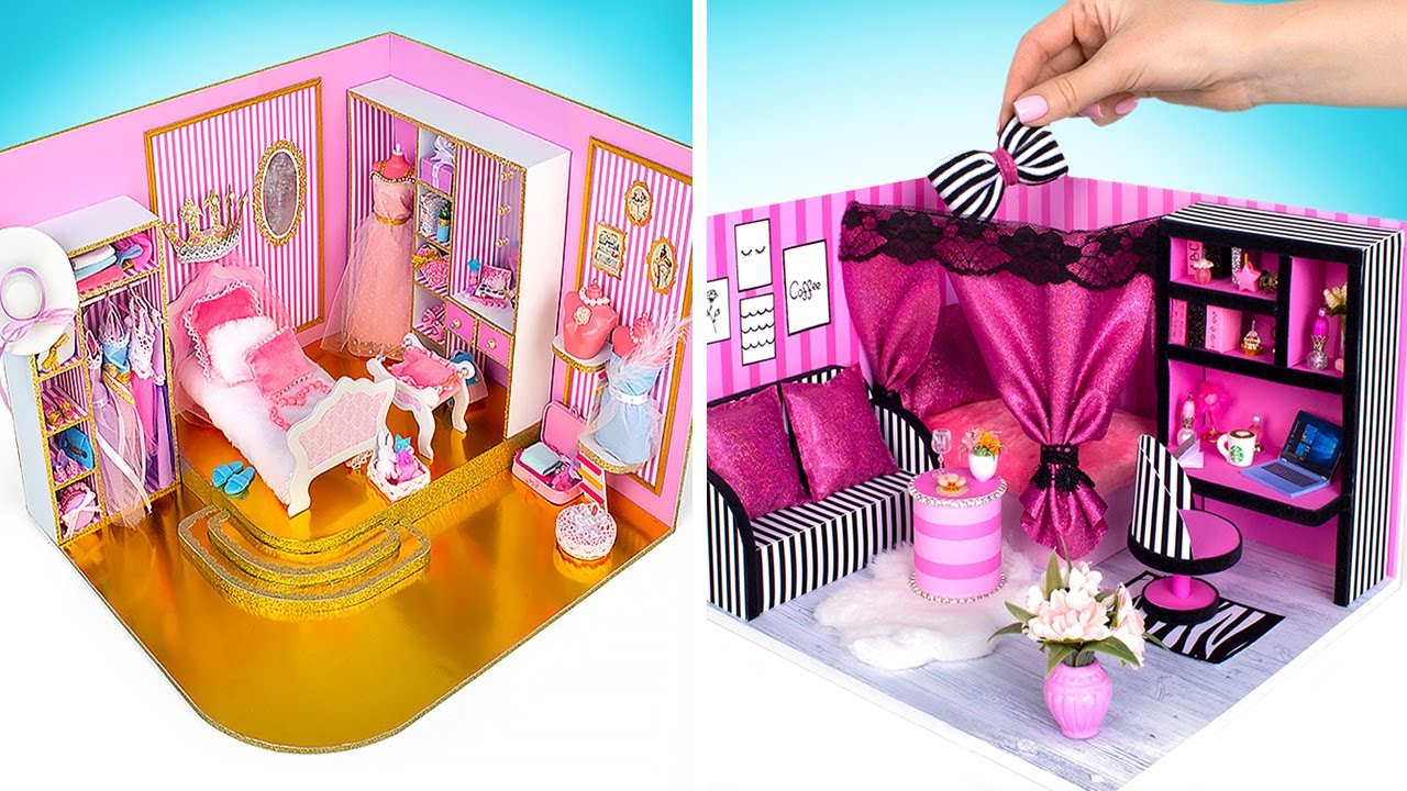 DUAS CASINHAS DE BONECA CHIQUES FEITAS DE PAPELÃO