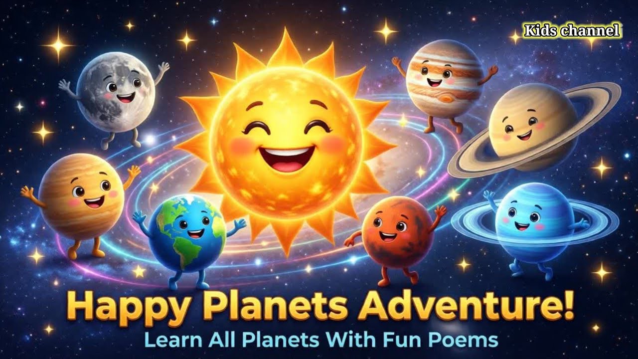 Happy Planets Adventure | Sun, Mercury, Venus, Earth, Mars, Jupiter, Saturn & Uranus Kids Poems 🌍☀️🪐
