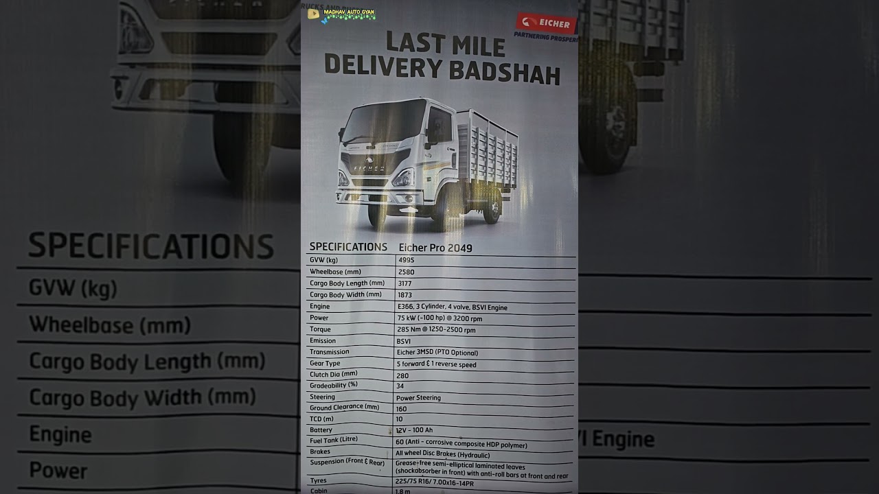 2024 Eicher Pro 2049 | 10 Feet Model | Smart CityTruck | Price Mileage Specifications. #eicher2049