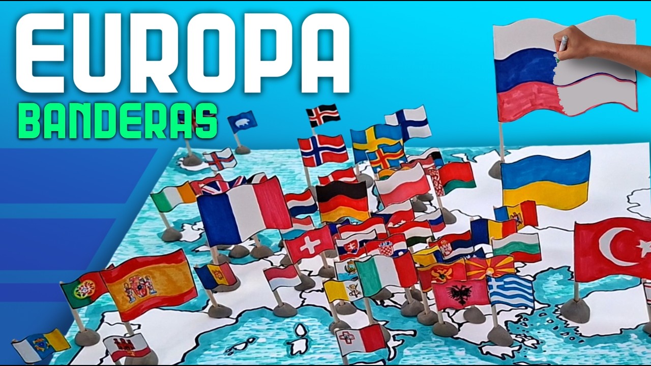 👉Cómo hacer el Mapa de Europa COMPLETO 🌎con Banderas en Miniatura 🏳️| Arte y Geografía