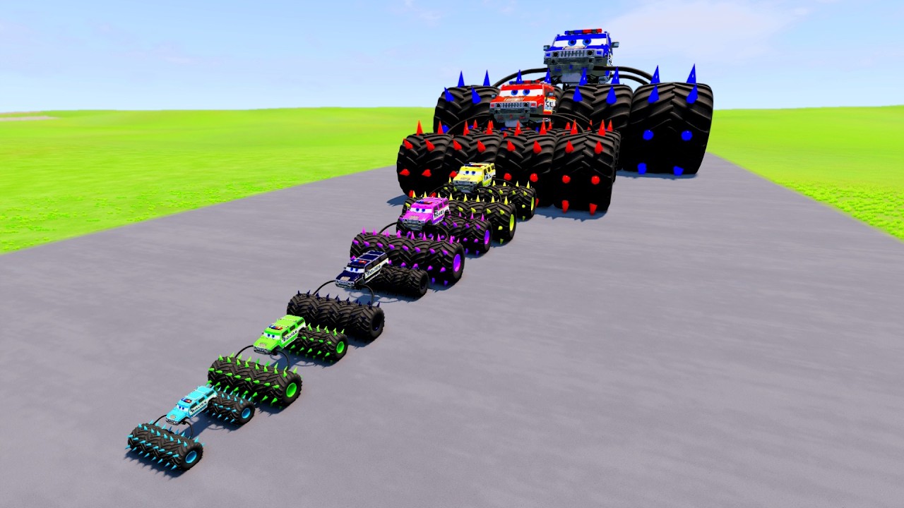BIG AND SMALL POLICE MONSTER TRUCK VS PORTAL TRAP | BeamNG.Drive