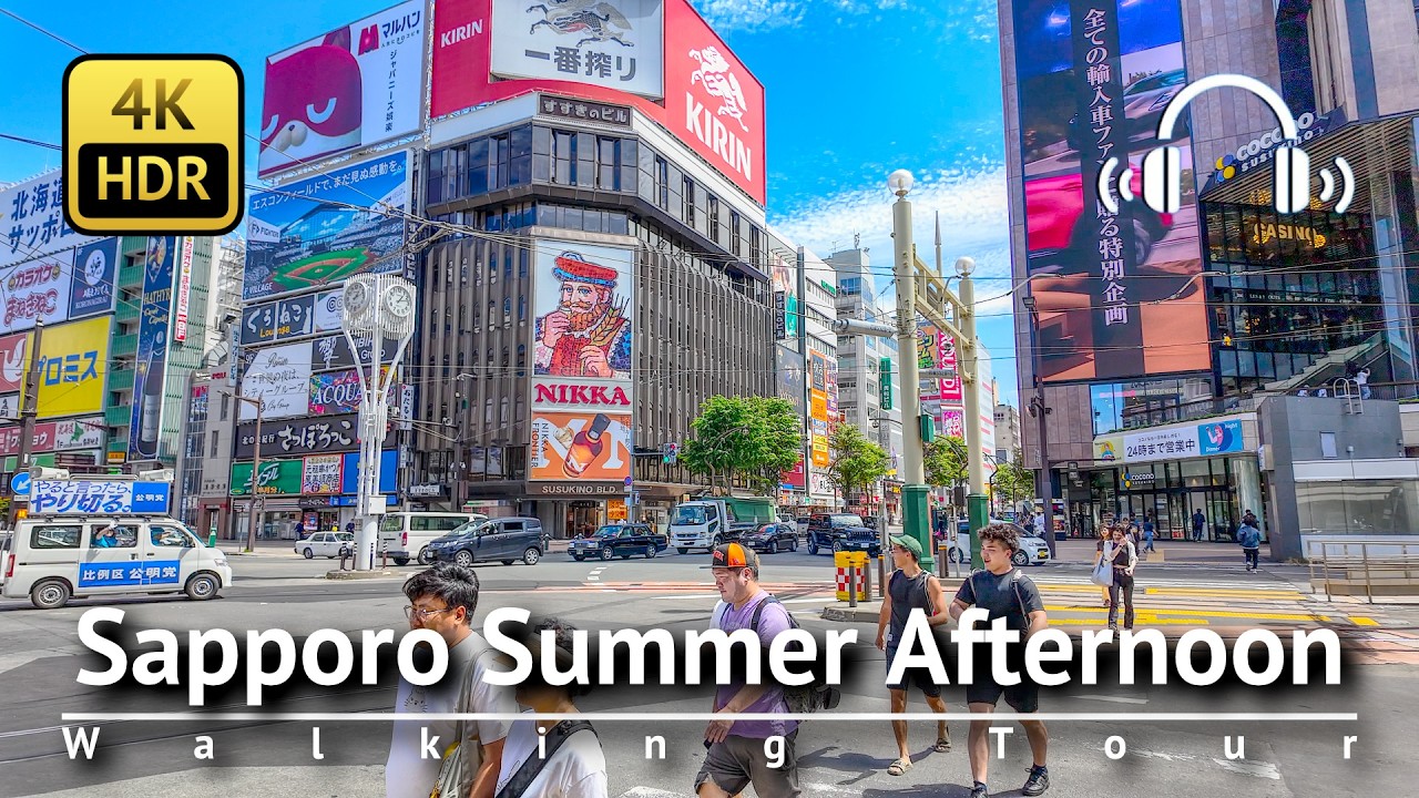 Sapporo Summer Afternoon Walking Tour [4K/HDR/Binaural]