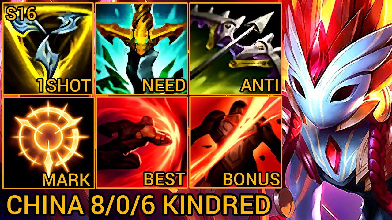 Challenger Top 6 Kindred 8/0/6 - China Server Wild Rift High Elo Tier Builds & Runes