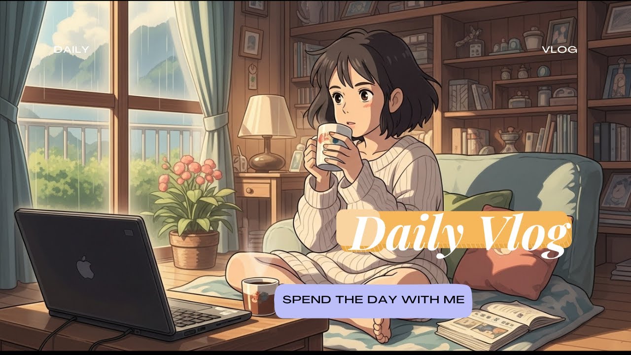 My Cozy & Productive Day Alone ☕️🏠 | Ghibli Style Animation | Cooking, Cleaning, Working (ASMR)