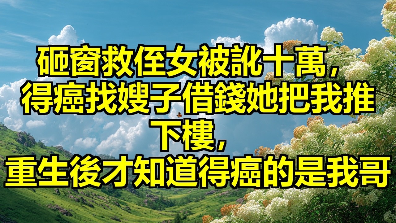 侄女被鎖車內臉漲通紅，我砸窗救人反被訛10萬，得癌找嫂子借錢她把我推下樓：得病就去死！重生後體檢中心來電，報告拿錯了，得癌的是我哥！ #砸窗救人被訛 #推人奪房 #體檢報告拿錯