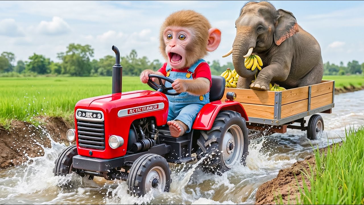 🐒🐘 Monkey NaNa&rsquo;s Farm Trip Turns CHAOTIC as a Drowning Elephant Needs Help&hellip; His Rescue SHOCKS All! 😱