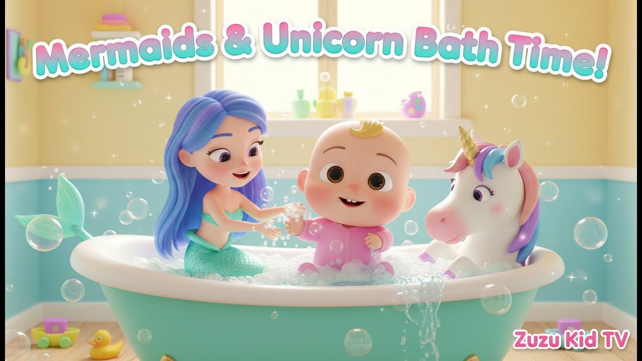 Mermaids and Unicorn Bath Time | Kids Nursery Rhyme, Toddler Fun & Playful Learning