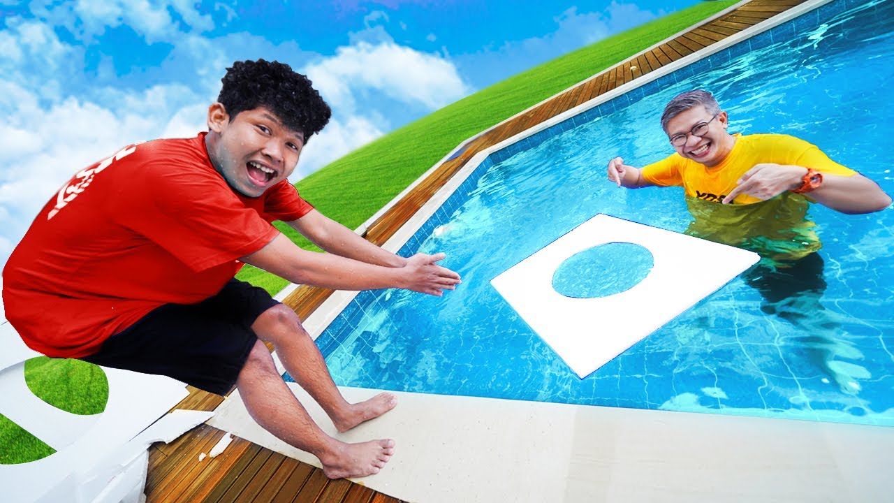 LOMPAT KE LINGKARAN TERKECIL DI KOLAM!!
