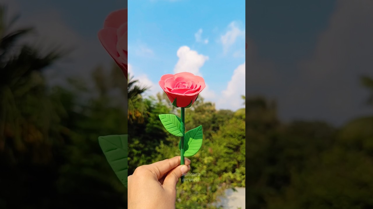Clay rose flower 🌹🌹✨ #shorts #craft #clay #rose #flowers #trending #mohonasartworld #youtubeshorts