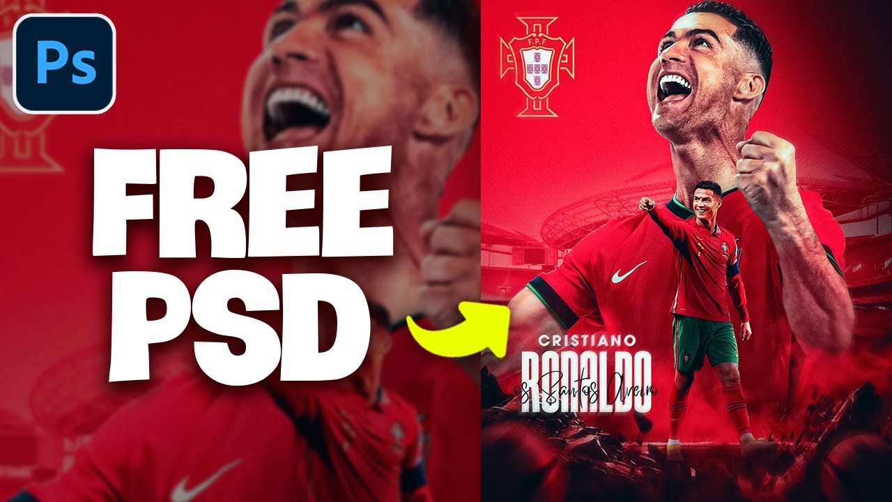 Photoshop Tutorial - Football Poster Design - Cristiano Ronaldo - Simple Design