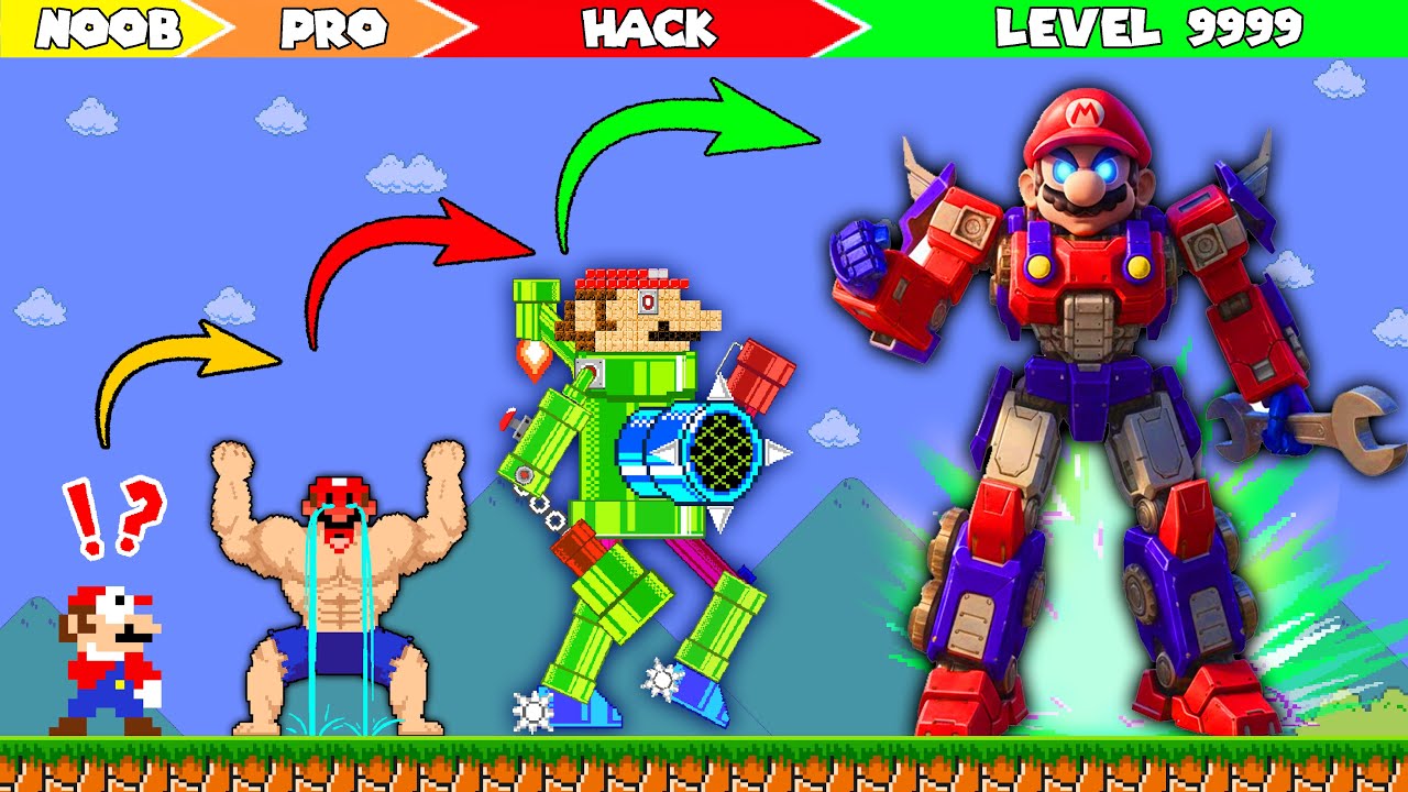 Super Mario Bros. But Every Seed Makes Mario Become ROBOT | POWER-UP MARIO