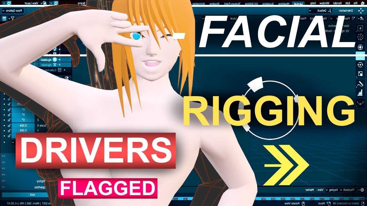 Blender 2.82 : Facial Rigging Drivers & Pose Libraries (In 3 Minutes!!!)