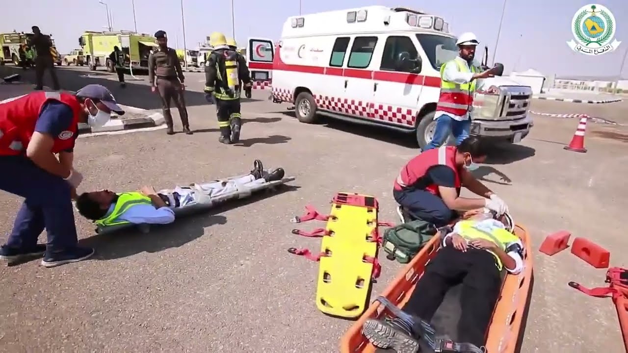 فرضية الدفاع المدني بالمهد بمحطة معالجة الصرف الصحي بالمهد