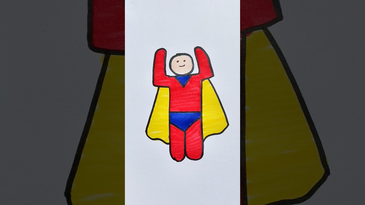 Superman🦸&zwj;♂️ easy drawing for kids #superman #drawing #pipafuntv #viral #shortvideo #trending