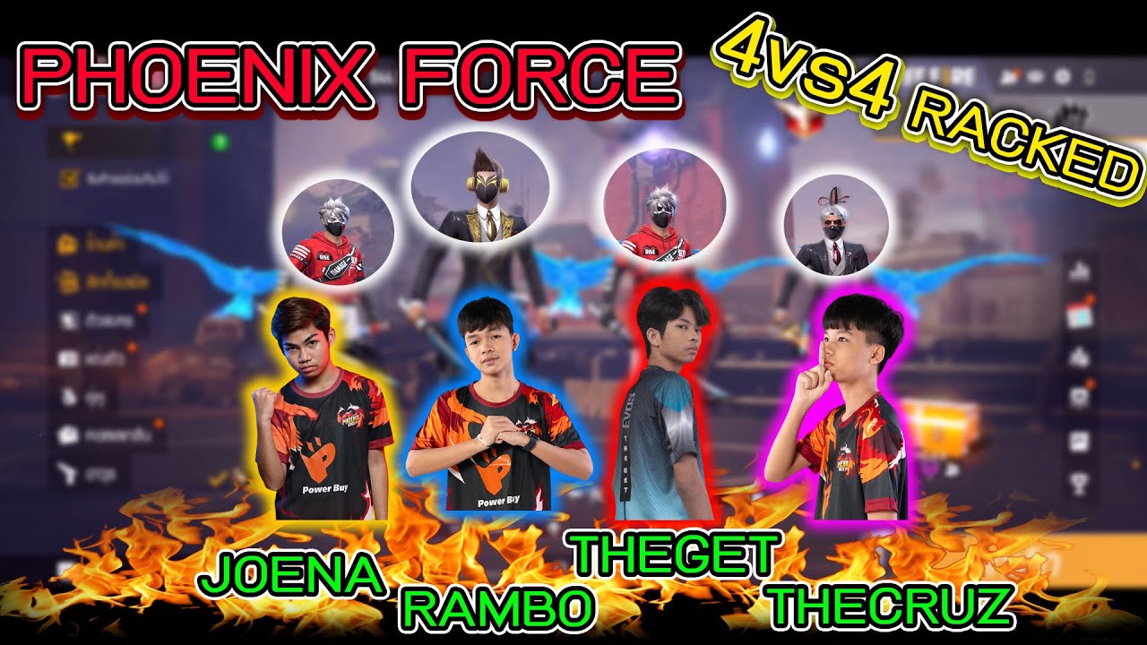 FreeFire 🔥FULL TEAM PHOENIX FORCE 💥4vs4 RACKED💥