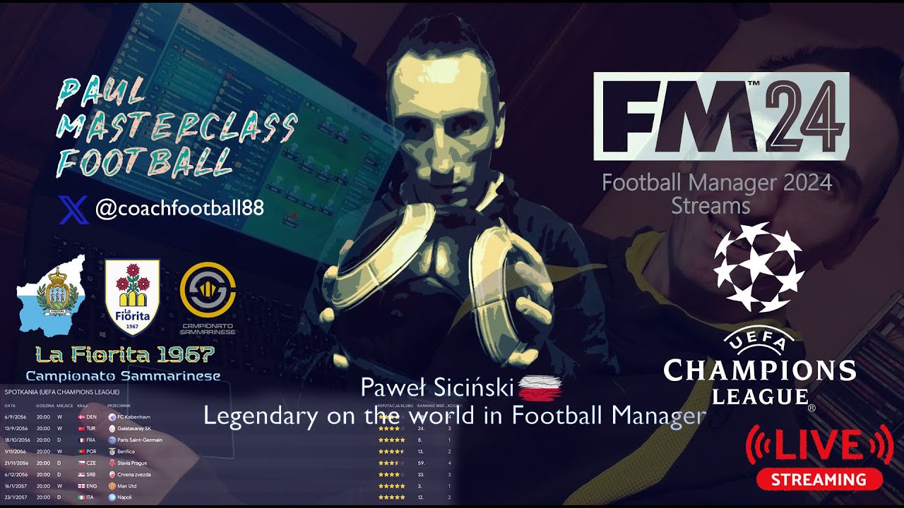 Football Manager 2024 - #110 La Fiorita🇸🇲 w fazie ligowej Champions League.Kończymy projekt !