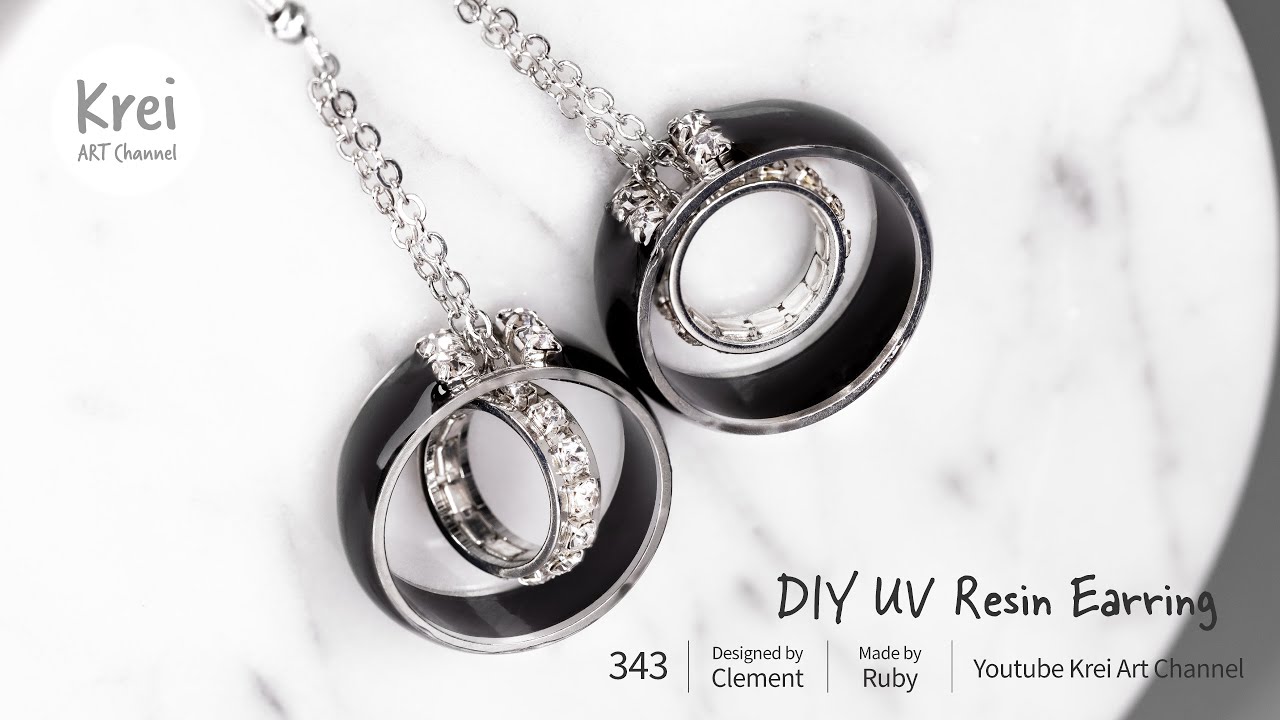 【モールドなしUV レジン】DIYイヤリングを作りました〜♪ DIY UV Resin Earring. Without using a silicone mold!!