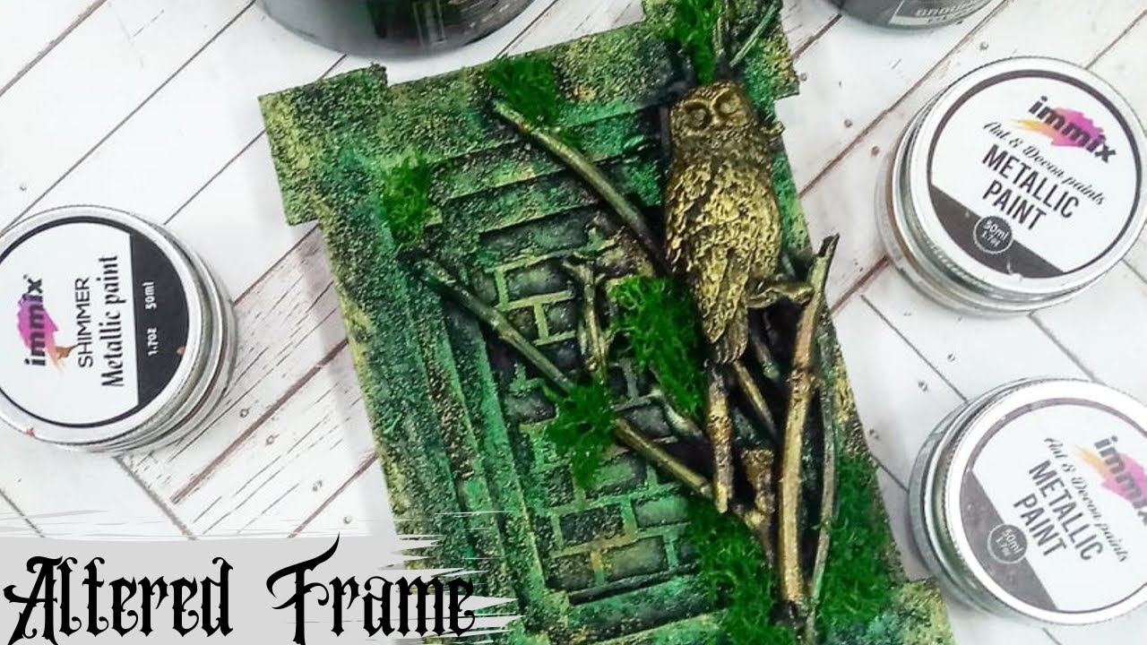 Mixed Media Altered Frame | Mixed media for beginners  | Step By Step | immix metallic paints