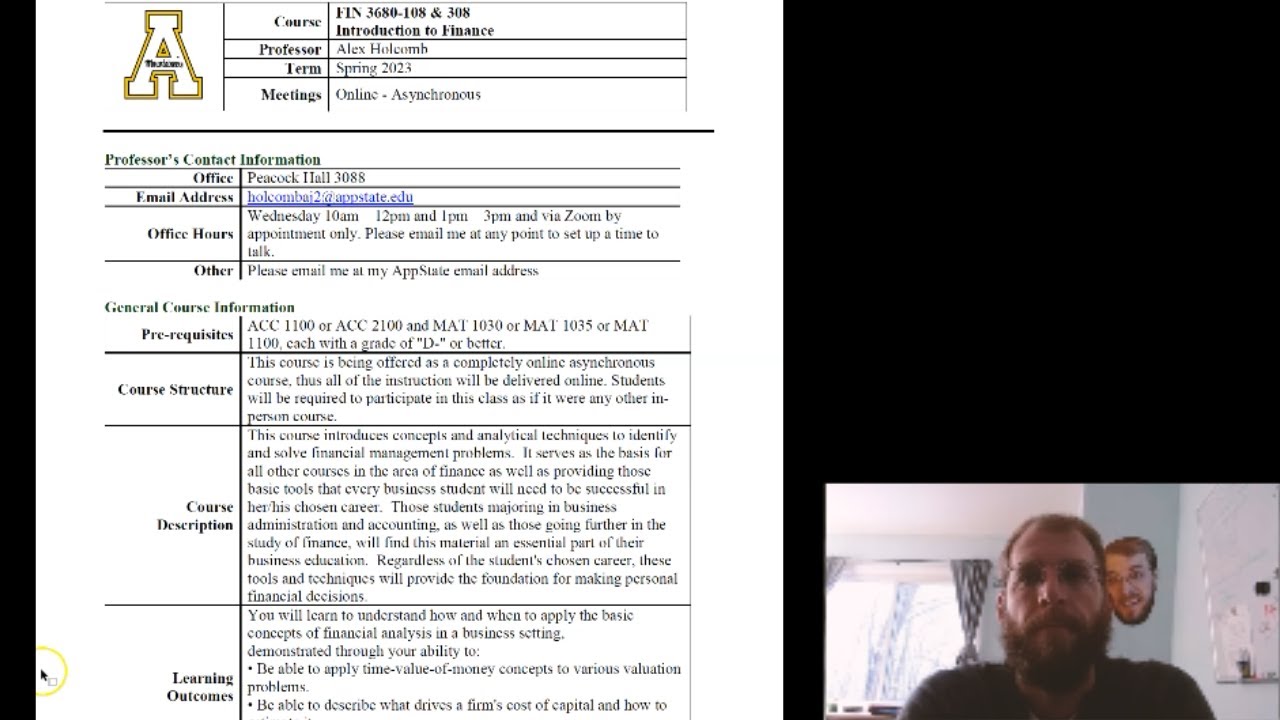 Welcome Video FIN 3680 (Spring 2023)