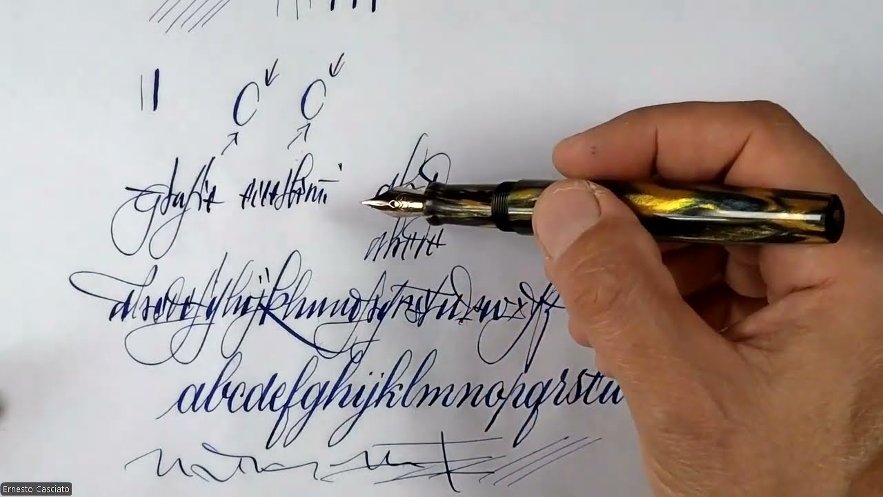 Prove di scrittura Stilografica Magna Carta Mag 600 Twilight con pennino FLEX in oro 14 Kt.