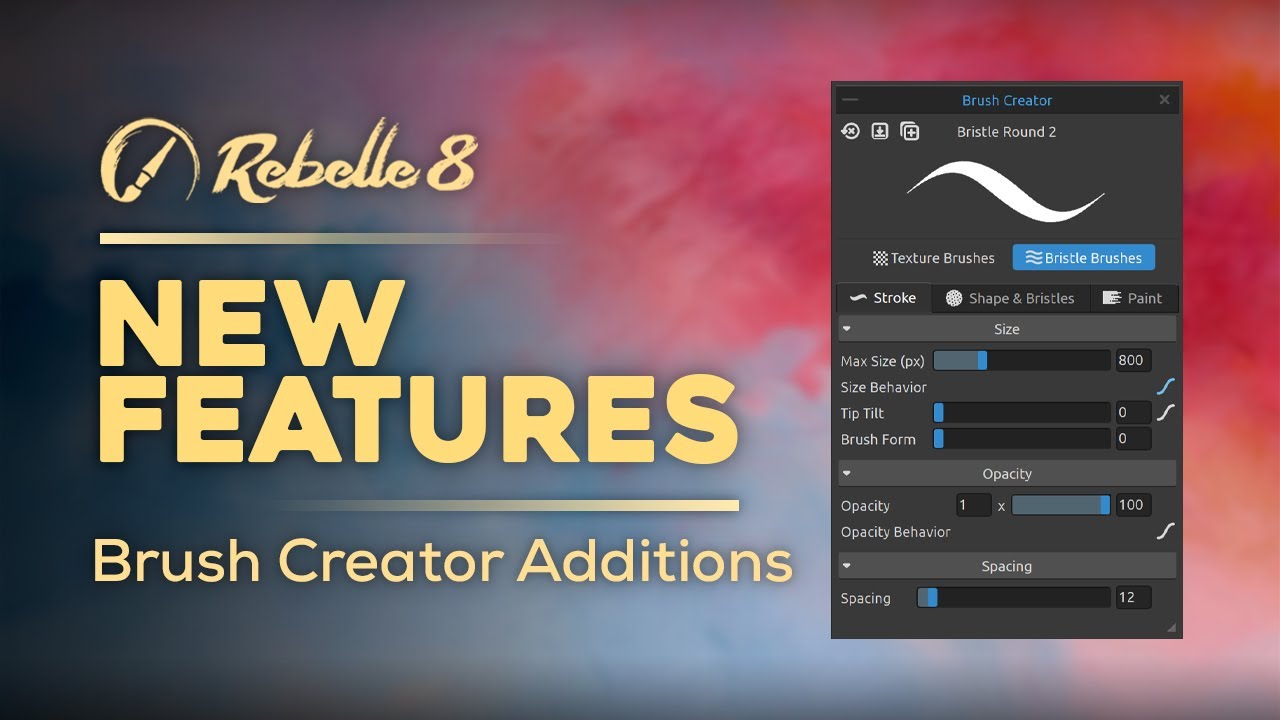 Новые функции Rebelle 8: дополнения к Brush Creator