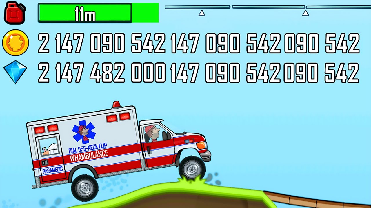 Hill Climb Racing - AMBULANCE Full Upgrading! Unlimited Fuel, Unlimited Gems, Unlimited Coins