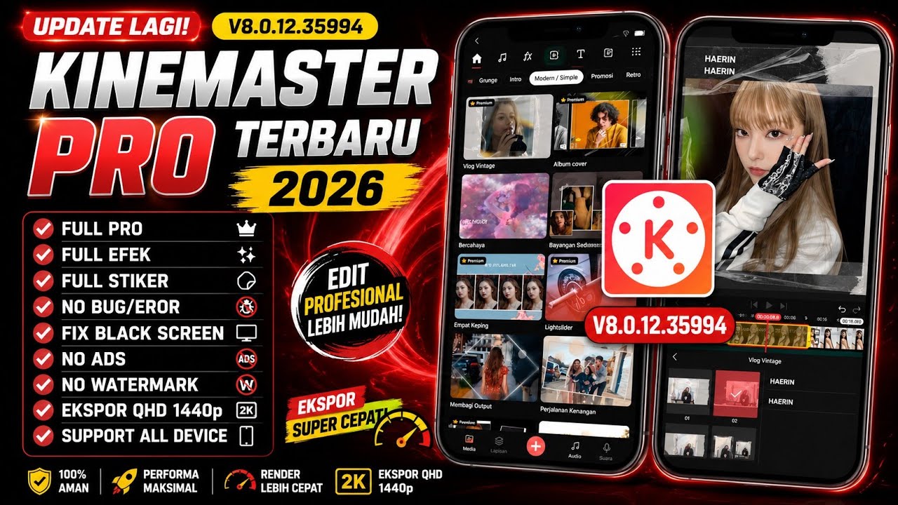 New Update!! Latest Kinemaster Mod 2026 | Kinemaster Editing | Vintage Vlog Graphic Clip Effects