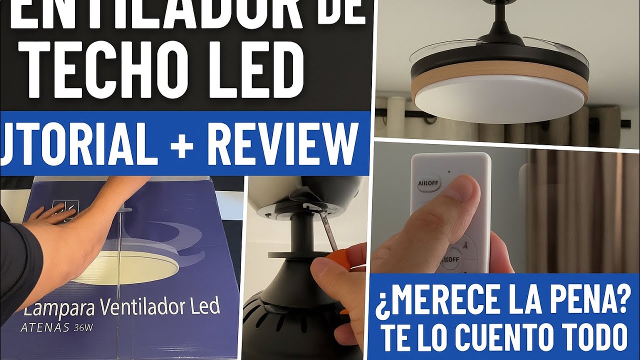Montaje Ventilador aspas retráctiles  LED | Tutorial Paso a Paso 44€ el más completo 
