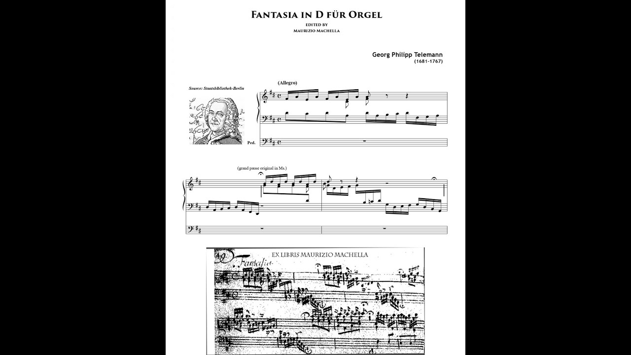 G.Ph. Telemann (1681-1767): Fantasia in D Dur für Orgel (original work)