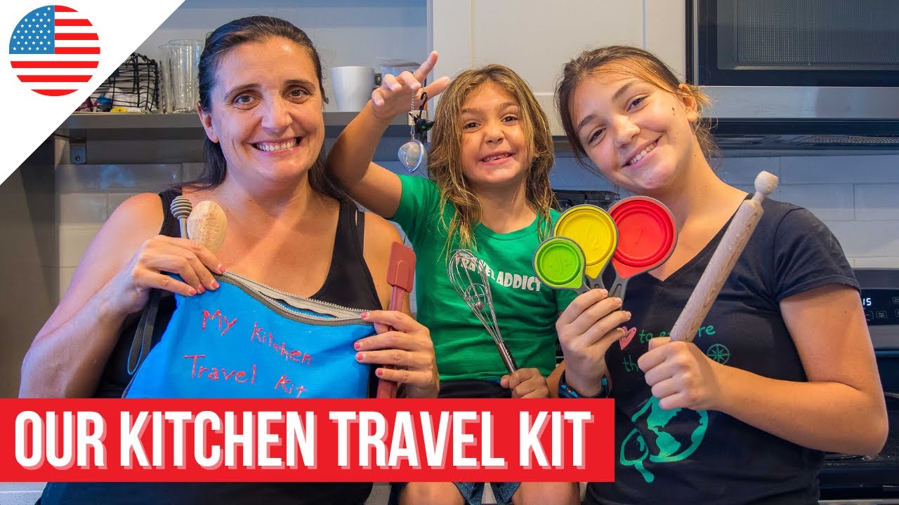 Our own KITCHEN TRAVEL KIT: things we need when we travel