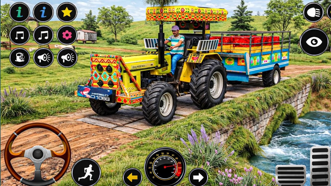 Tractor Driving Game On Narrow Bridge 😳 | Impossible Farming Game #tractorgame 