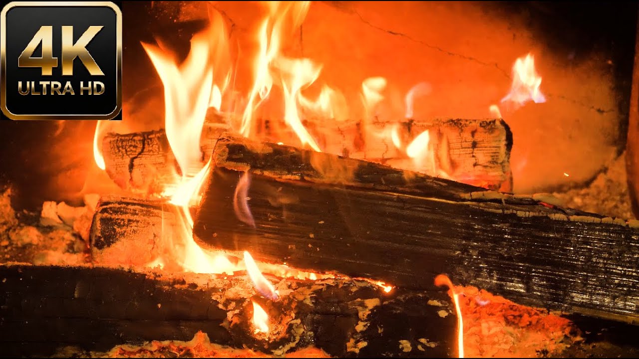 🔥 4K Fireplace Crackling Sounds No Music Cozy Ultra HD| 10+ Hours Sleep, Relax, Study, Cozy