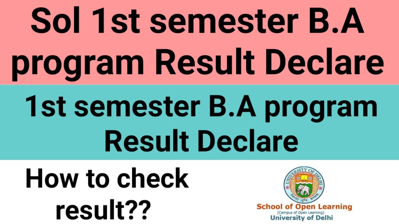 DU-SOL 1st Semester B.A programme Result Declare 2021 | how to check result