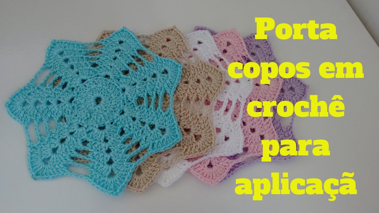 Porta copos em crochê para aplicação